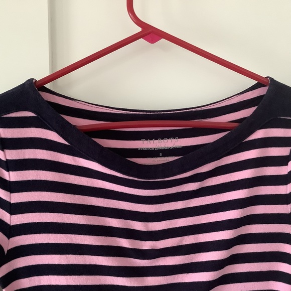 Talbots 3/4 length sleeve stripe cotton top - Picture 2 of 3